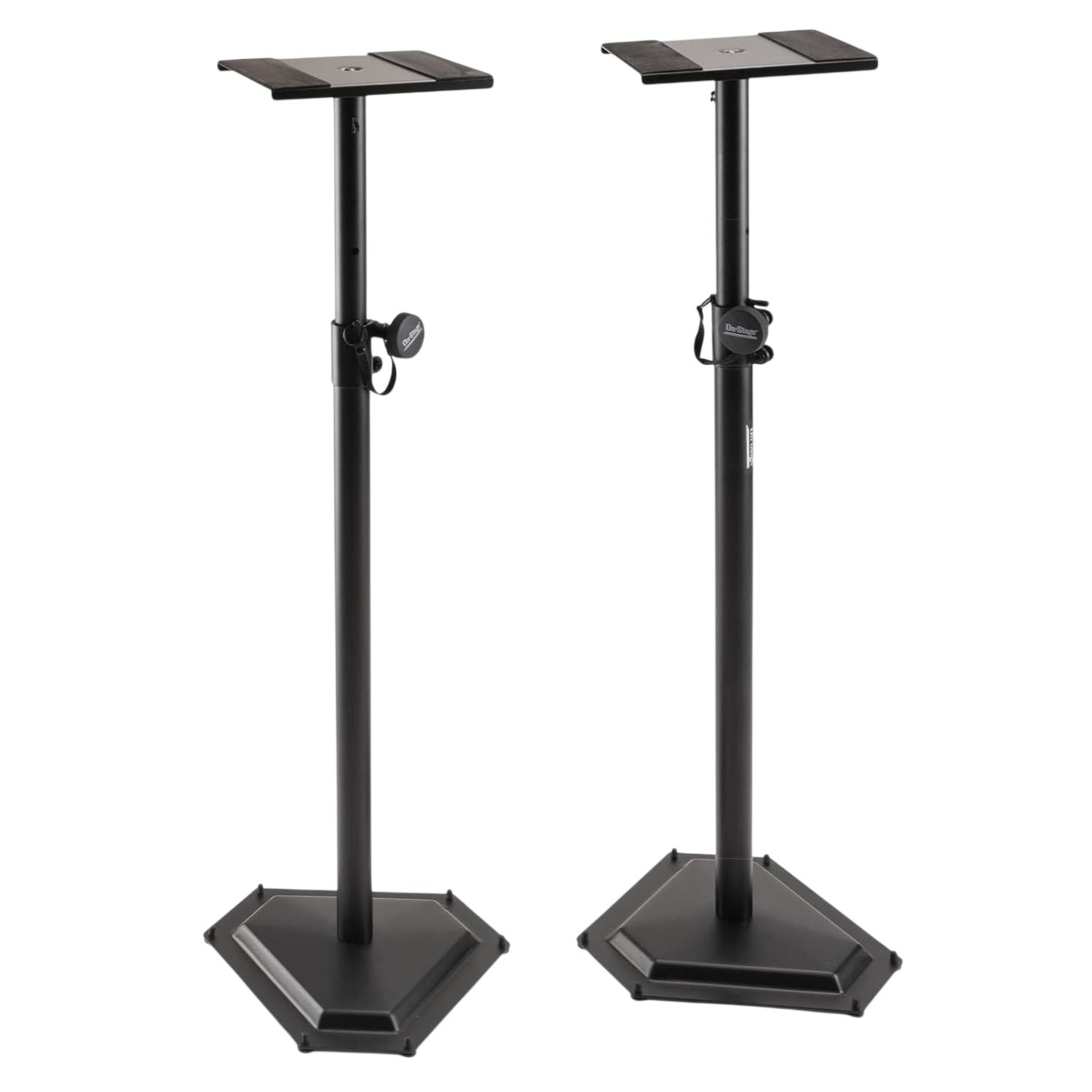 Front view of On-Stage Hex-Base Monitor Stands (Pair) on white background