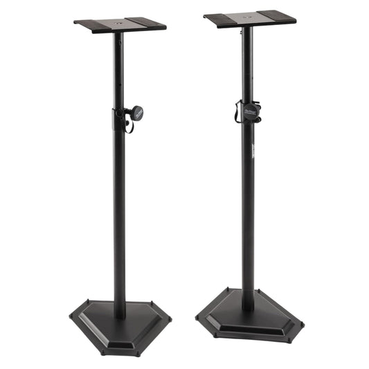 Front view of On-Stage Hex-Base Monitor Stands (Pair) on white background