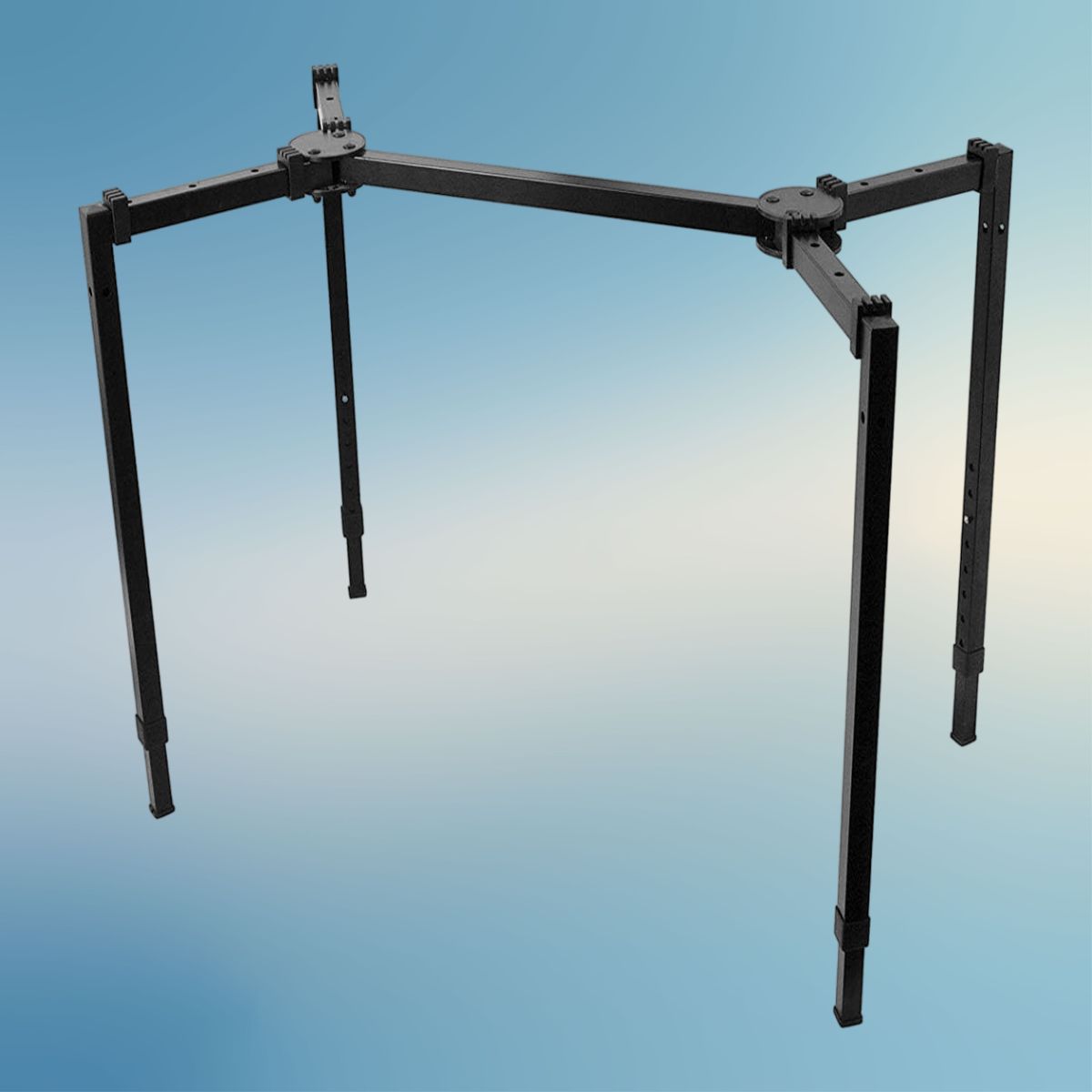 Angled view of On-Stage Multi-Function Stand on blue background
