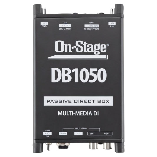 Front view of On-Stage Passive Multimedia DI Box on white background