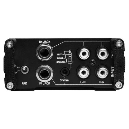 Bottom ports view of On-Stage Passive Multimedia DI Box on white background
