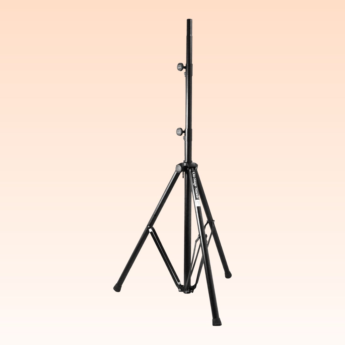 Front view of On-Stage Production-Grade 10' Lighting/Speaker Stand on orange background
