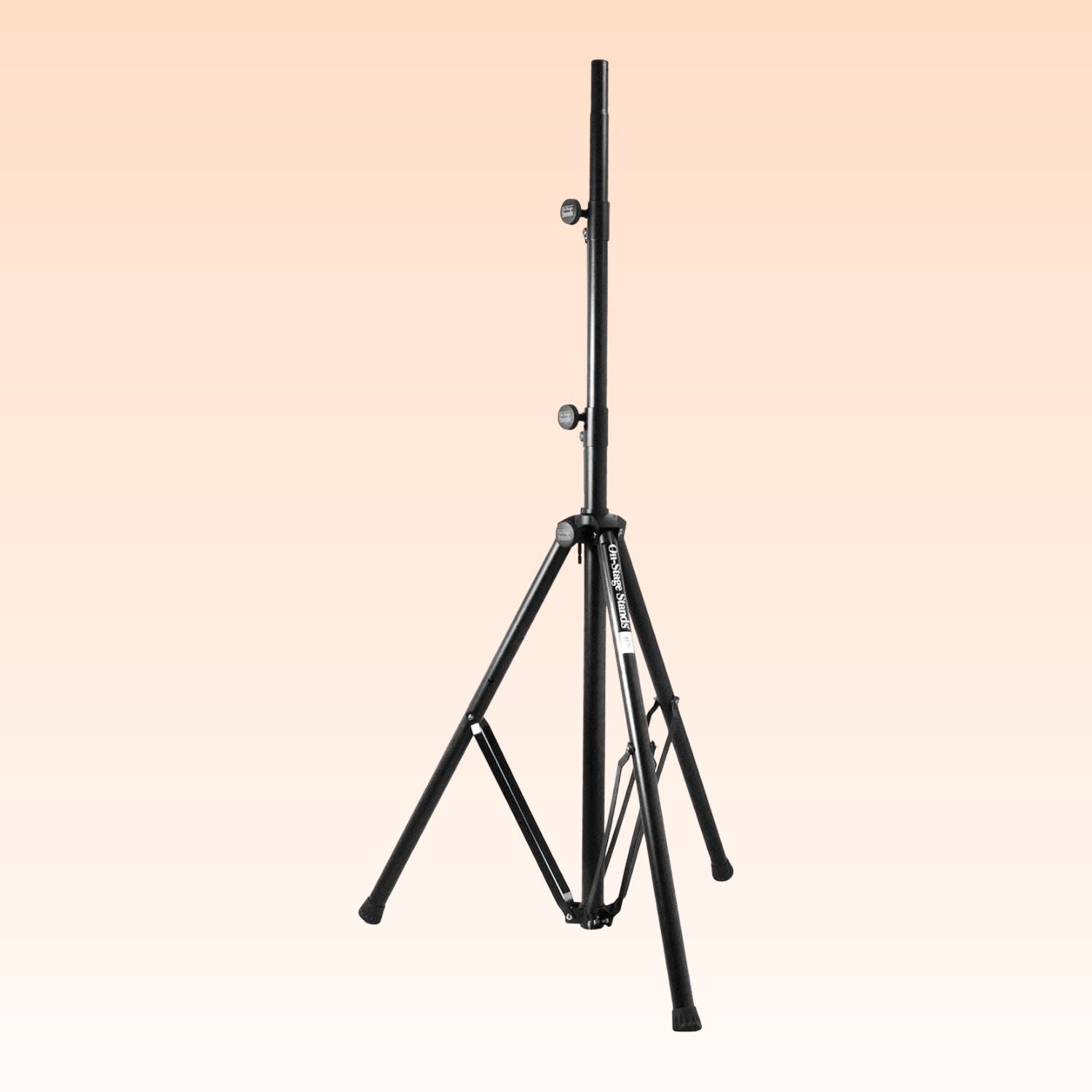Front view of On-Stage Production-Grade 10' Lighting/Speaker Stand on orange background
