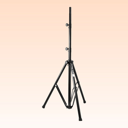 Front view of On-Stage Production-Grade 10' Lighting/Speaker Stand on orange background