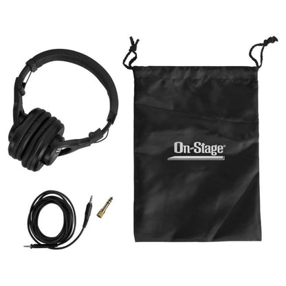 Inclusions of On-Stage Professional Studio Headphones on white background