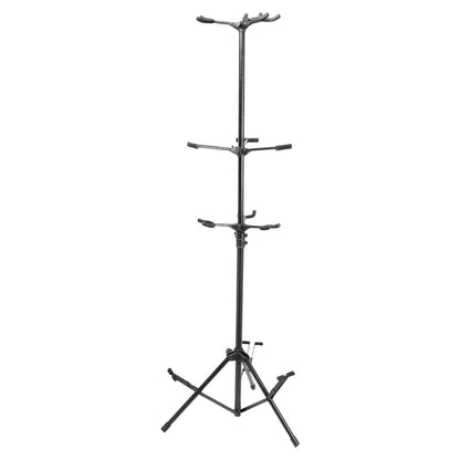 Angled view of On-Stage Six-Guitar Stand on white background