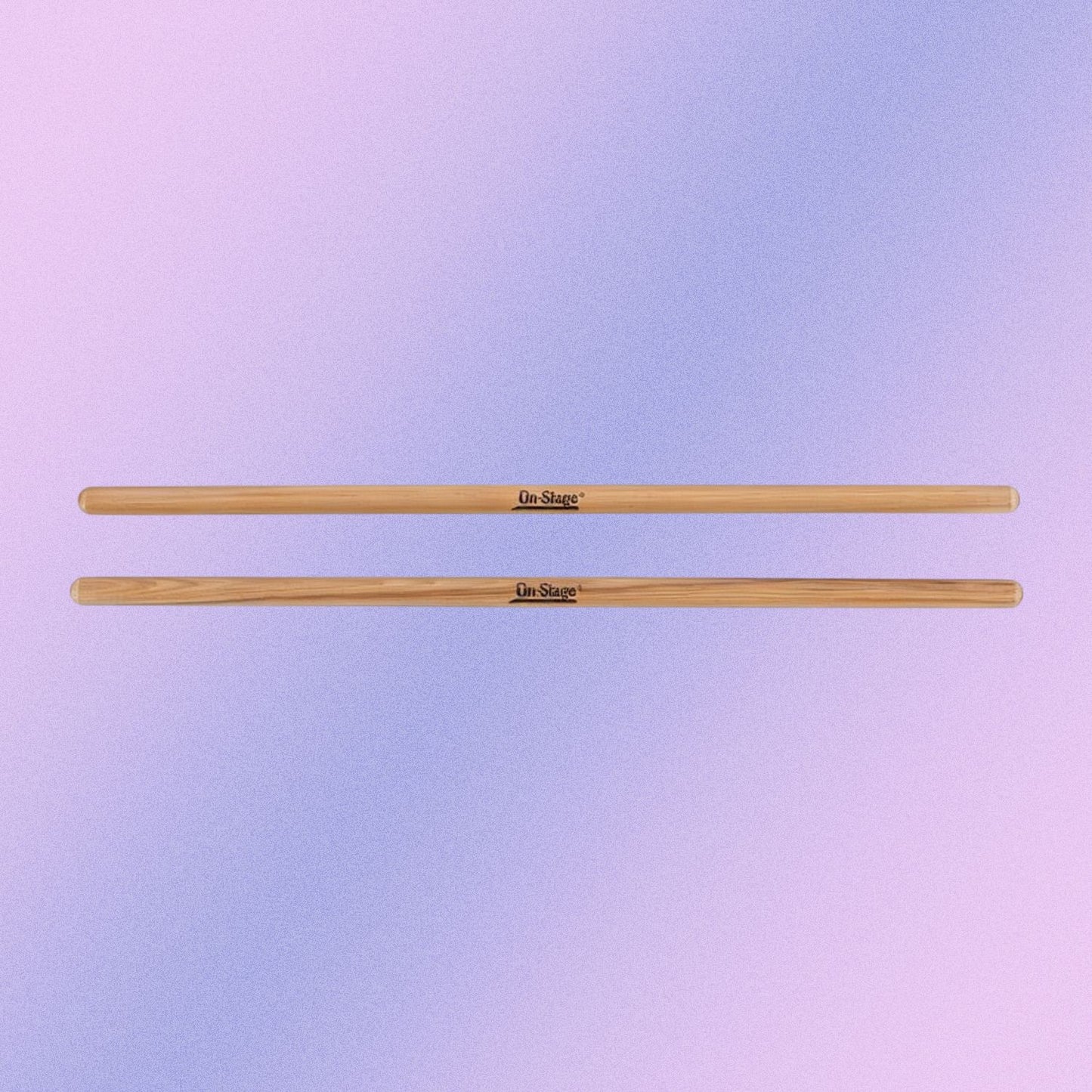 Front view of On-Stage TMP-HWTS1 Timbale Sticks on purple background