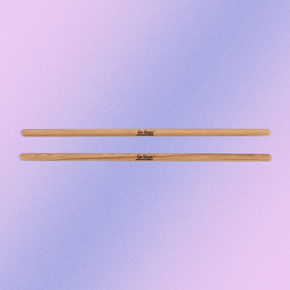 Front view of On-Stage TMP-HWTS1 Timbale Sticks on purple background