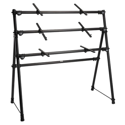 Angled front view of On-Stage Three-Tier A-Frame Keyboard Stand on white background