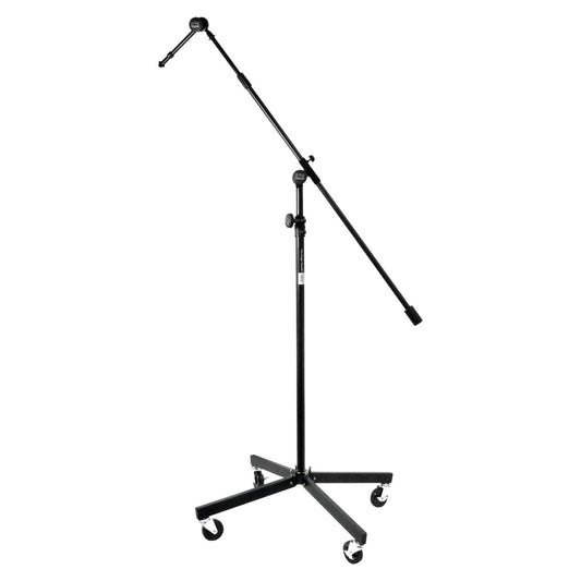 Front view of On-Stage Tripod Studio Mic Boom w/ 7" Mini Boom Extension & Casters on white background
