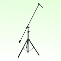 Angled view of On-Stage Tripod Studio Mic Boom with 7" Mini Boom Extension on green background