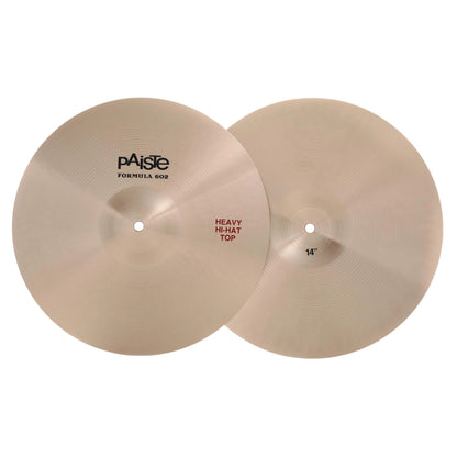 Front view of Paiste 14" Formula 602 Heavy Hi-Hats on white background