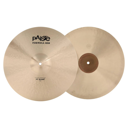 Front view of Paiste 14" Formula 602 Modern Essentials Hi-Hats on white background
