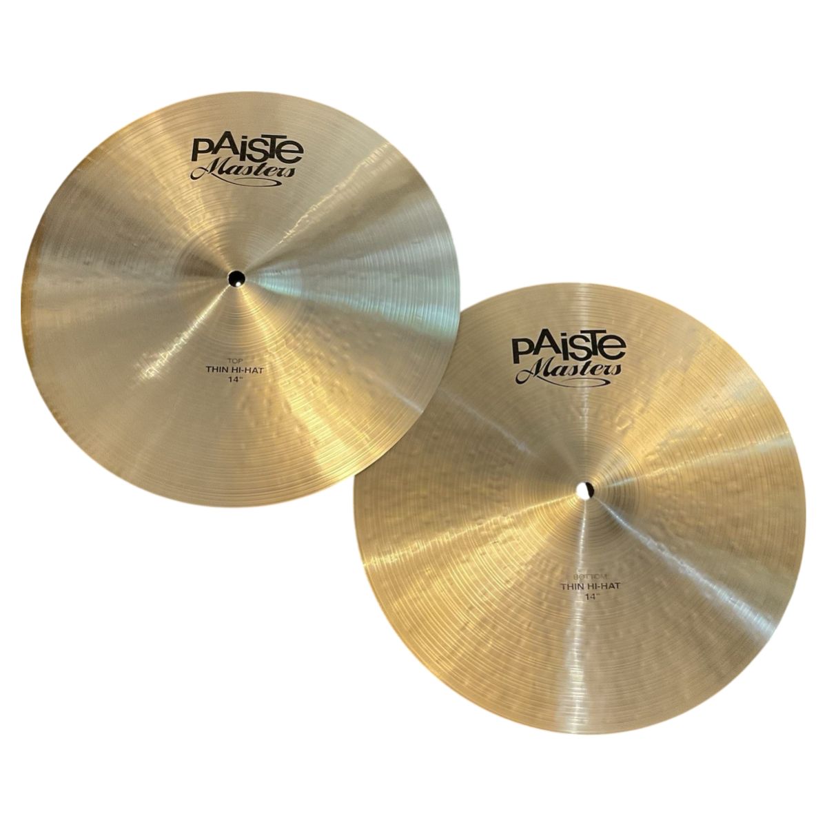 Front view of Paiste 14" Masters Thin Hi-Hats on white background