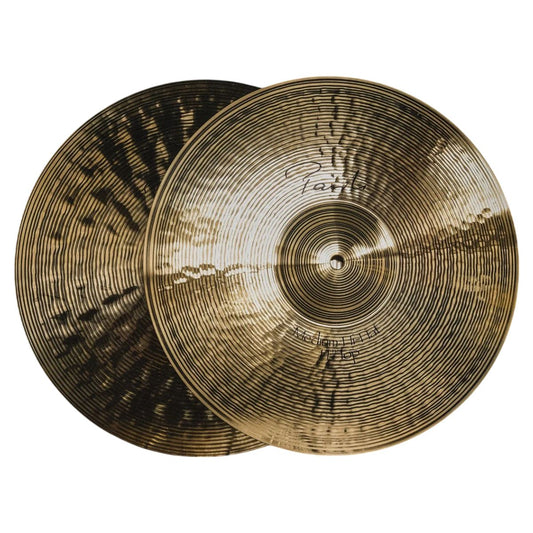 Front view of Paiste 14" Signature Medium Hi-Hats on white background