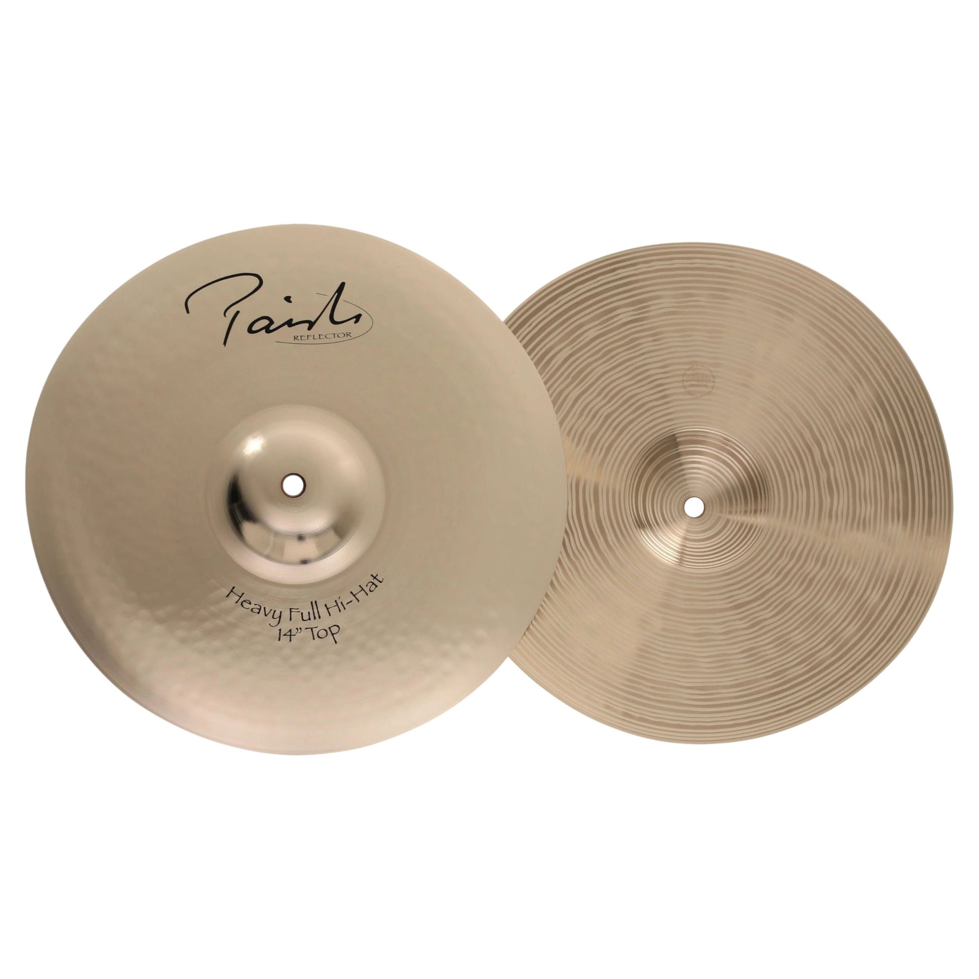 Front view of Paiste 14" Signature Reflector Heavy Full Hi-Hats on white background