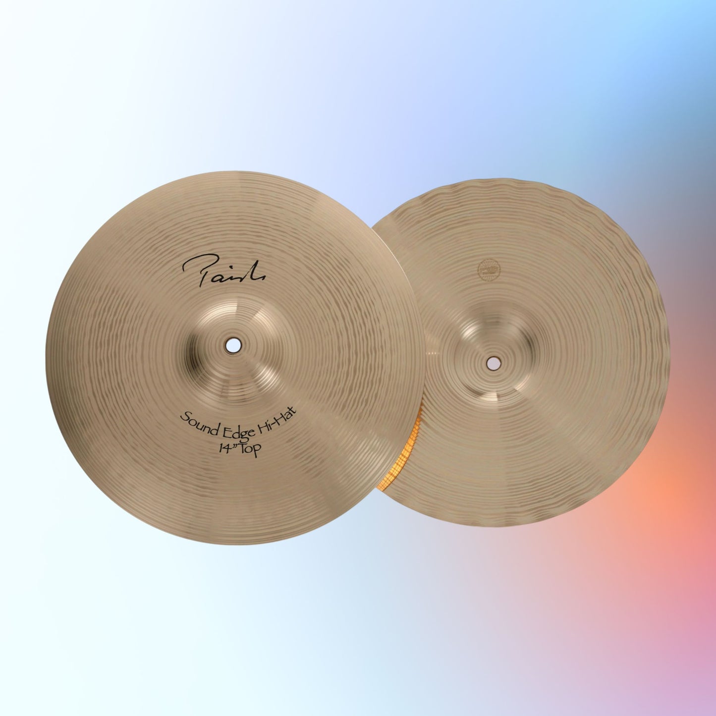 Front view of Paiste 14" Signature Sound Edge Hi-Hats on multicolored background