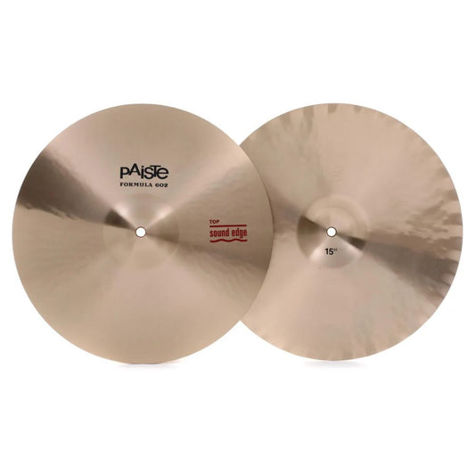 Front view of Paiste 15" 602 Sound Edge Hi-Hats on white background