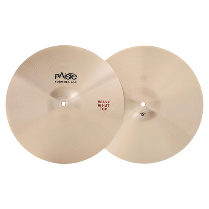 Front view of Paiste 15" Formula 602 Heavy Hi-Hats on white background