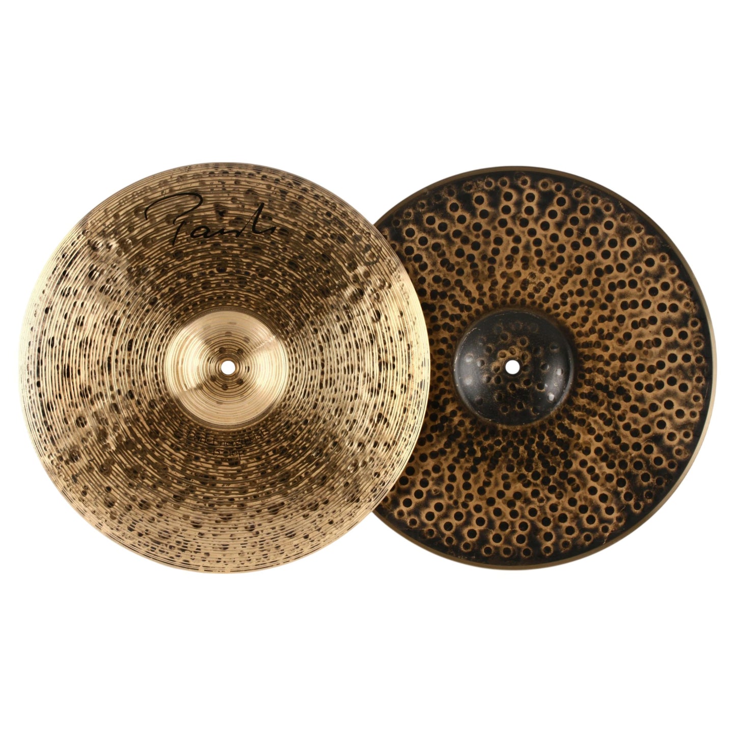 Front view of Paiste 15" Signature Dark Energy Mark I Hi-Hats on white background