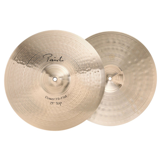 Front view of Paiste 15" Signature Power Hi-Hats on white background