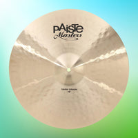 Front view of Paiste 19" Masters Dark Crash Cymbal on green gradient background