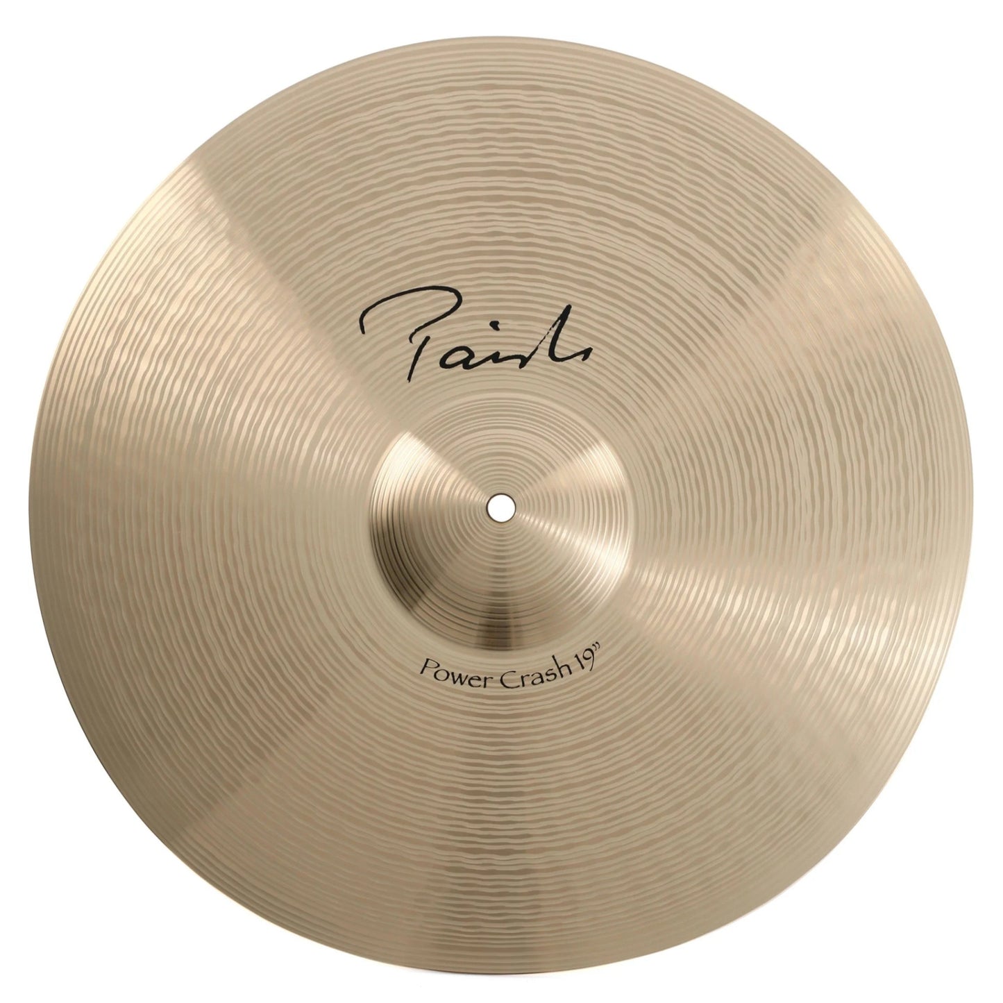 Front view of Paiste 19" Signature Power Crash Cymbal on white background