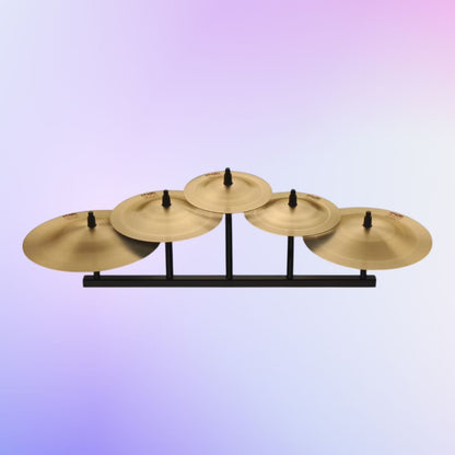 Front view of Paiste 2002 Cup Chime 5 Pc Set #1,2,4,6,7 on purple background
