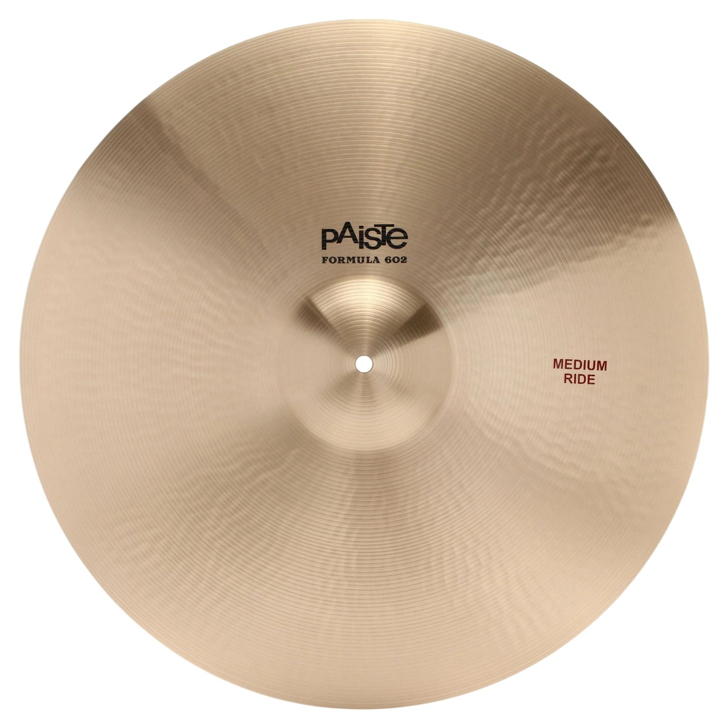 Front view of Paiste 20" Formula 602 Medium Ride Cymbal on white background