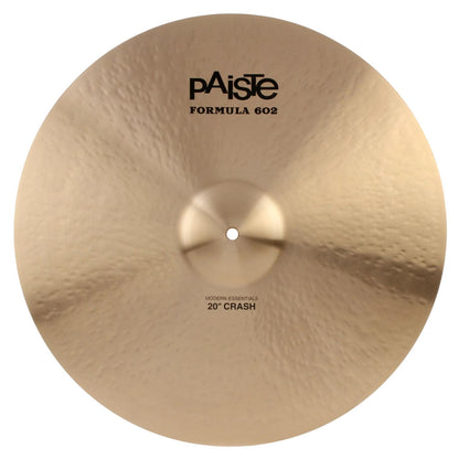 Front view of Paiste 20" Formula 602 Modern Essentials Crash Cymbal on white background