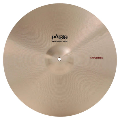Front view of Paiste 20" Formula 602 Paperthin Crash Cymbal on white background