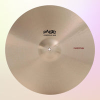 Front view of Paiste 20" Formula 602 Paperthin Crash Cymbal on multicolored background