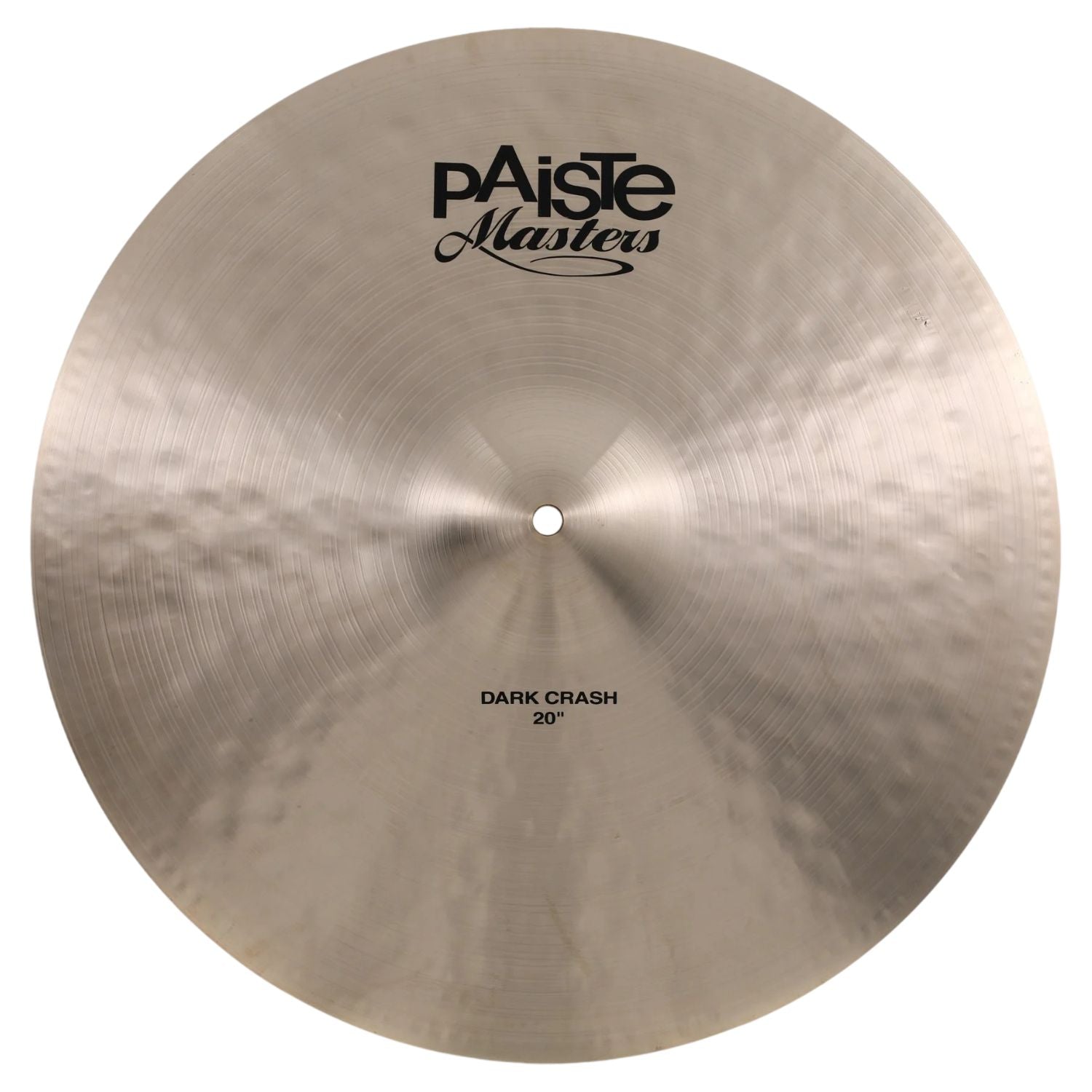 Front view of Paiste 20" Masters Dark Crash Cymbal on white background