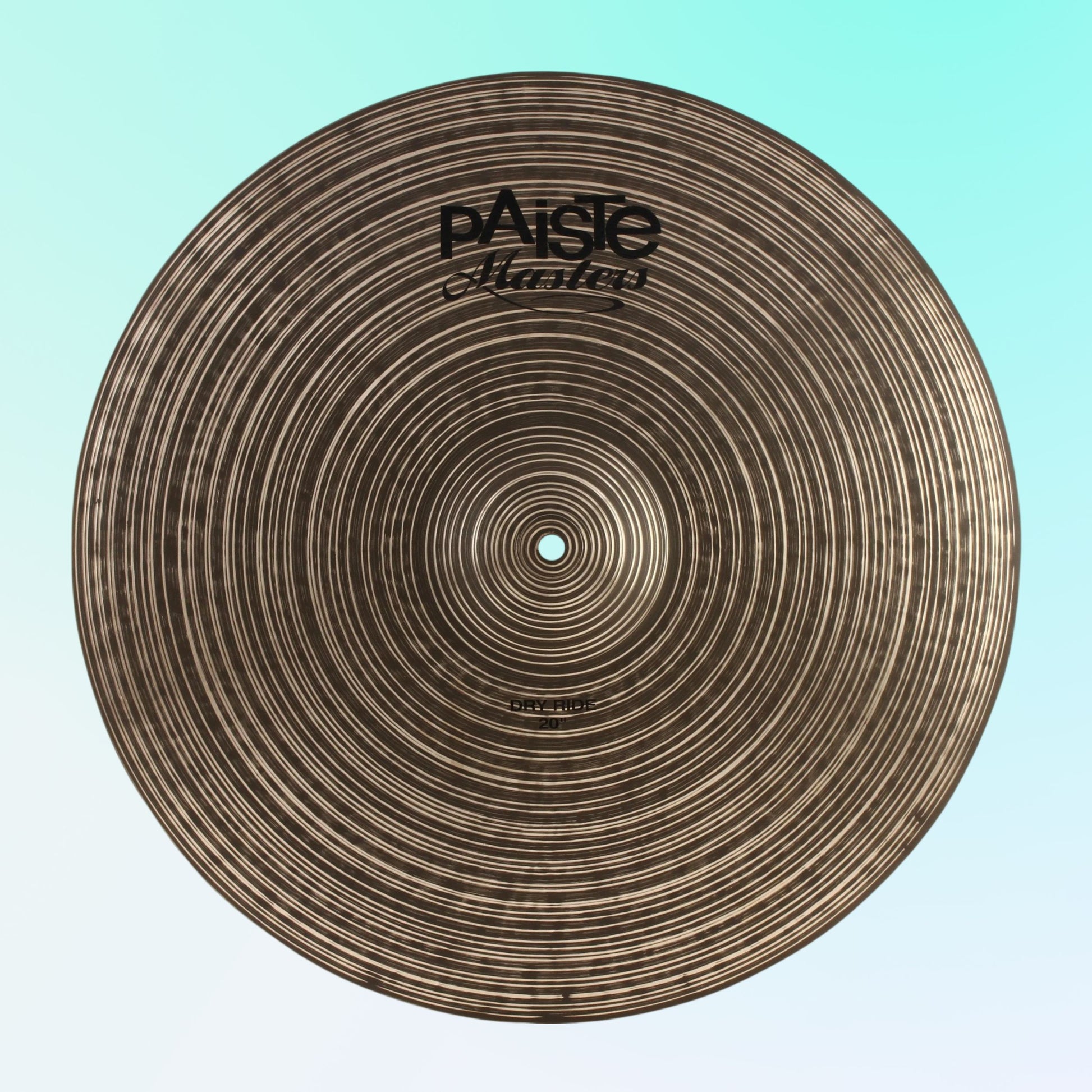 Front view of Paiste 20" Masters Dry Ride Cymbal on blue background