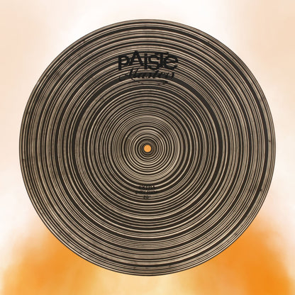 Front view of Paiste 20" Masters Extra Dry Ride Cymbal on orange background