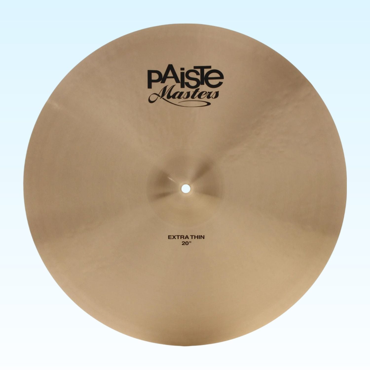 Front view of Paiste 20" Masters Extra Thin Cymbal on blue background