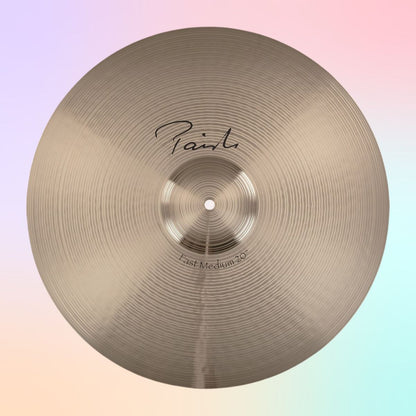 Front view of Paiste 20" Signature Fast Medium Crash Cymbal on multicolored background