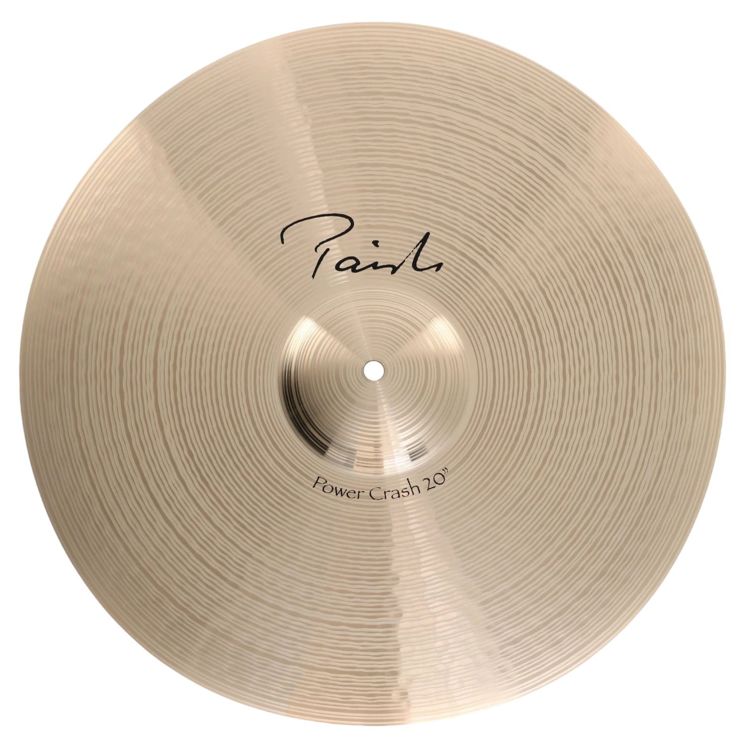 Front view of Paiste 20" Signature Power Crash Cymbal on white background