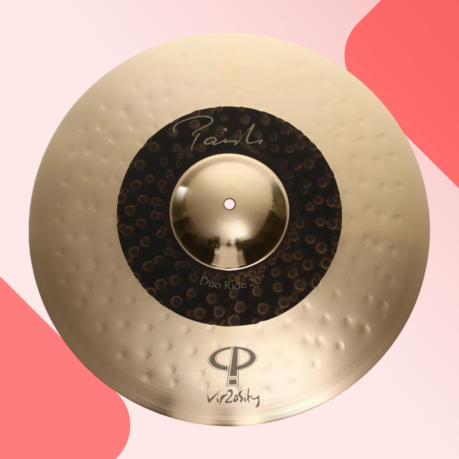 Front view of Paiste 20" Signature Vir2osity Duo Ride Cymbal on pink background