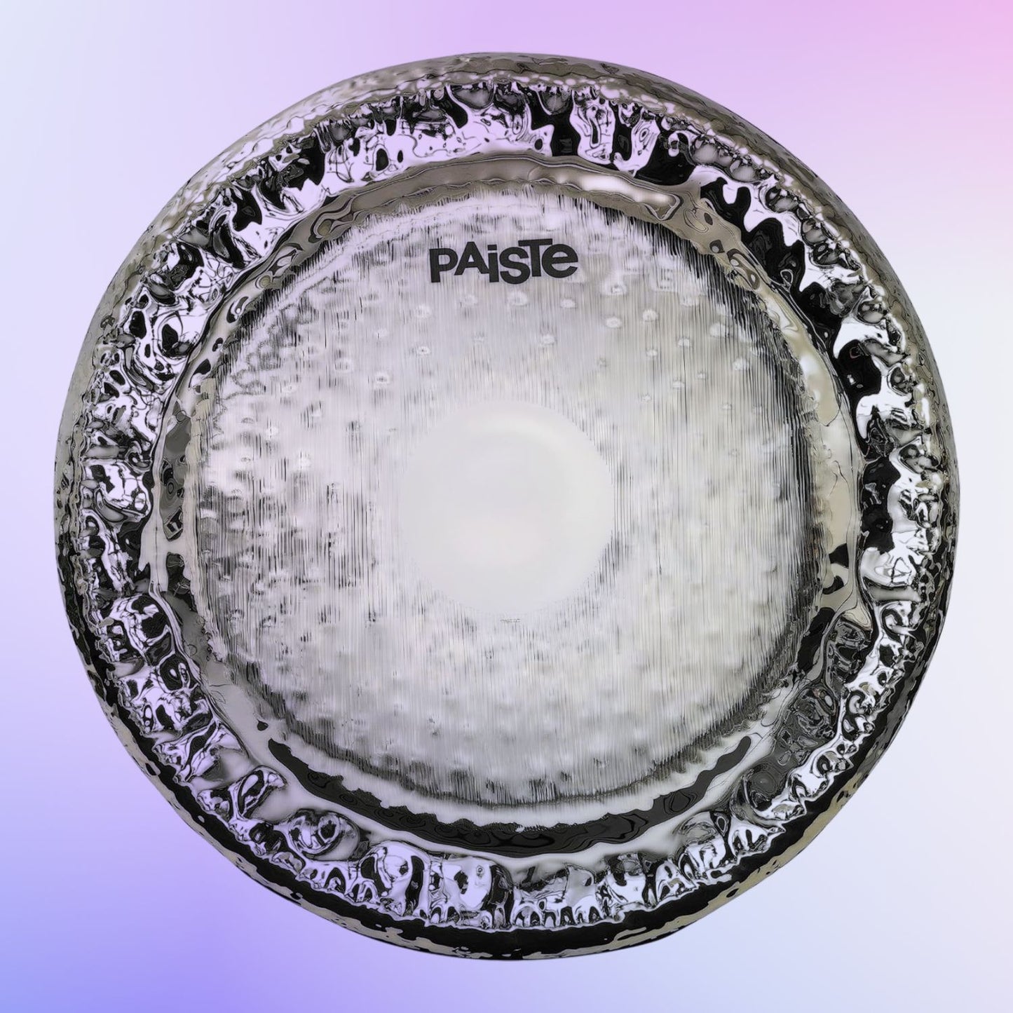 Front view of Paiste 20" Symphonic Gong Brilliant on purple background