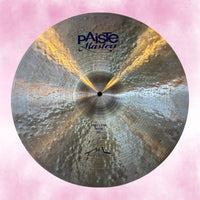 Front view of Paiste 20" Masters Mellow Ride Cymbal on pink background 