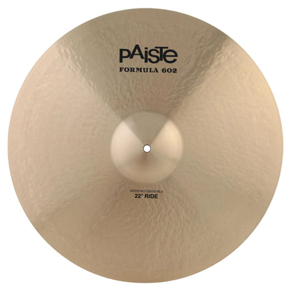 Front view of Paiste 22" Formula 602 Modern Essentials Ride Cymbal on white background