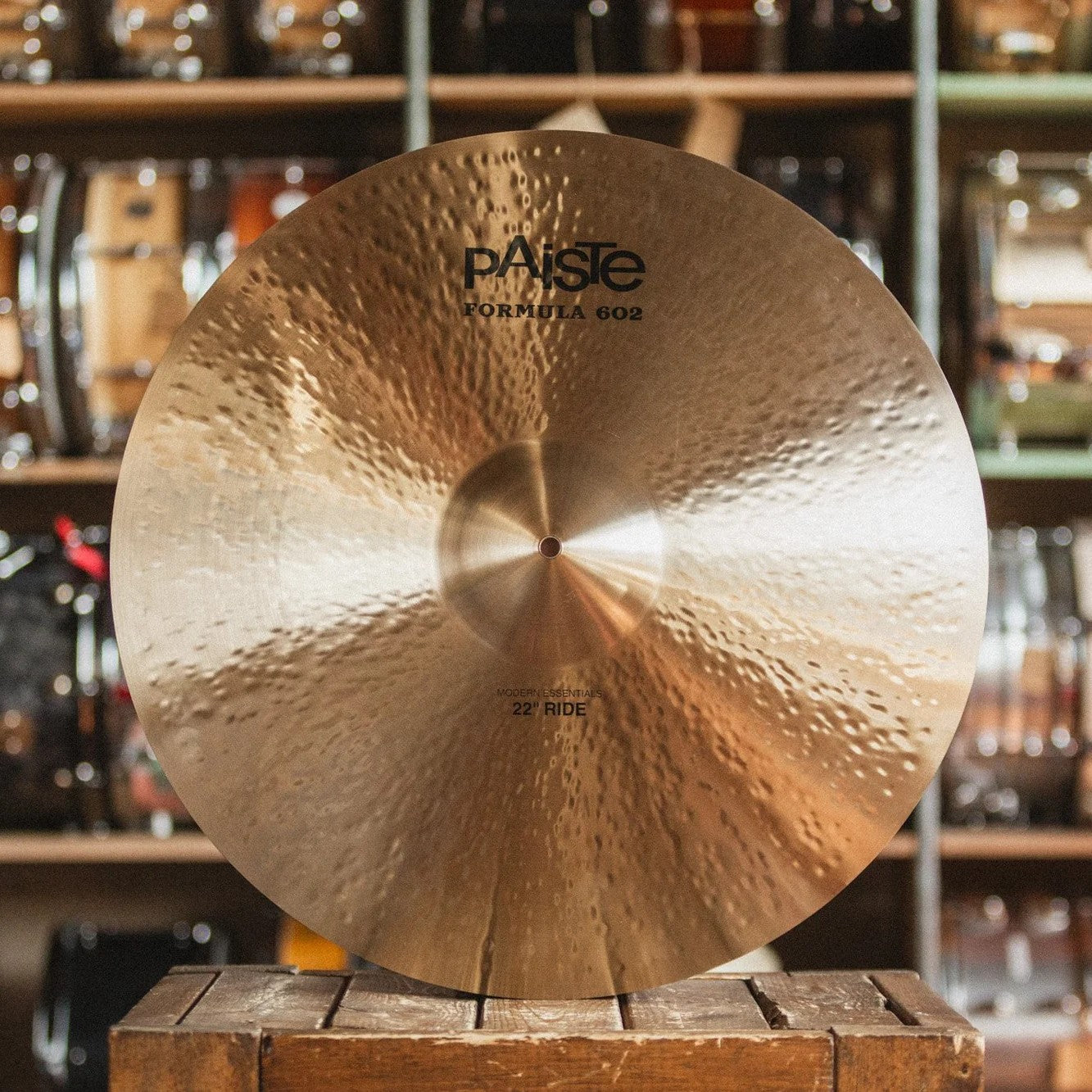 Front view of Paiste 22" Formula 602 Modern Essentials Ride Cymbal in studio