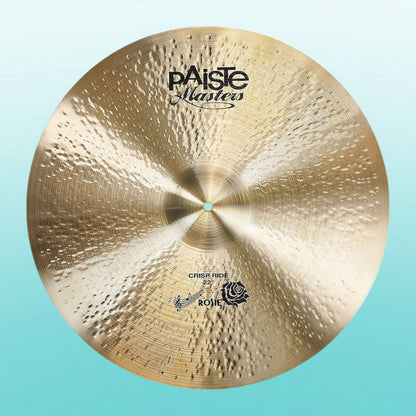 Front view of Paiste 22" Masters Crisp Ride Cymbal on blue background