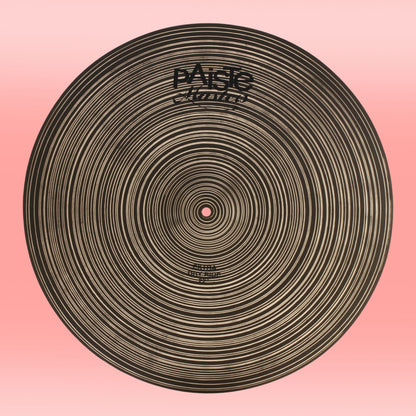Front view of Paiste 22" Masters Extra Dry Ride Cymbal on pink background