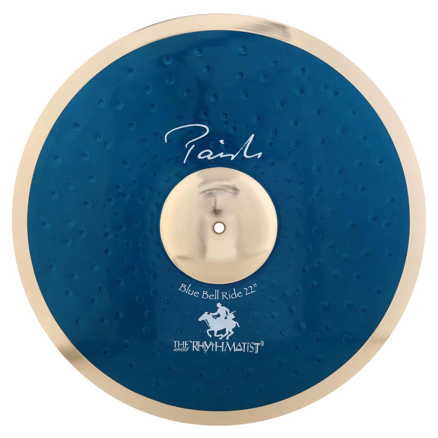 Front view of Paiste 22" Signature Blue Bell Ride Cymbal on white background