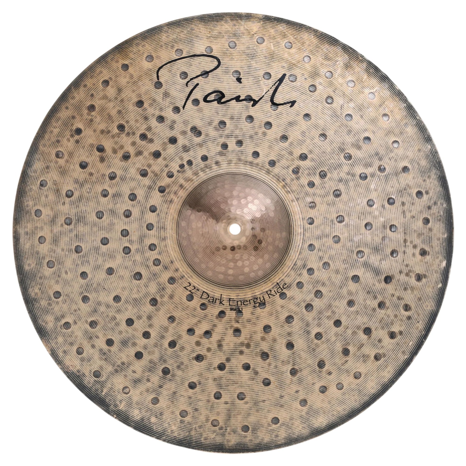 Front view of Paiste 22" Signature Dark Energy Ride Mark I Cymbal on white background