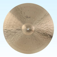 Front view of Paiste 22" Signature Traditionals Light Ride Cymbal on blue background