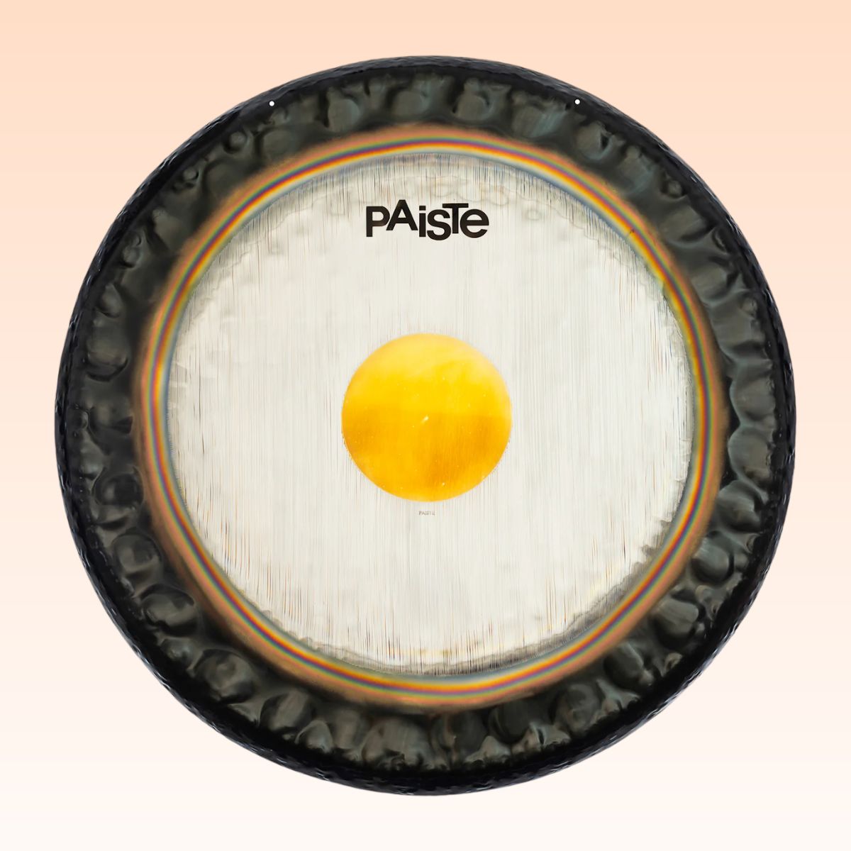 Front view of Paiste 22" Symphonic Gong on orange background