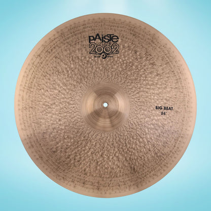 Front view of Paiste 24" 2002 Big Beat Cymbal on blue background